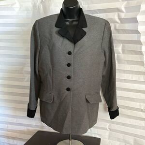Albert Nipon Petites Women’s Blazer Size 12P Gray Black Career Jacket
